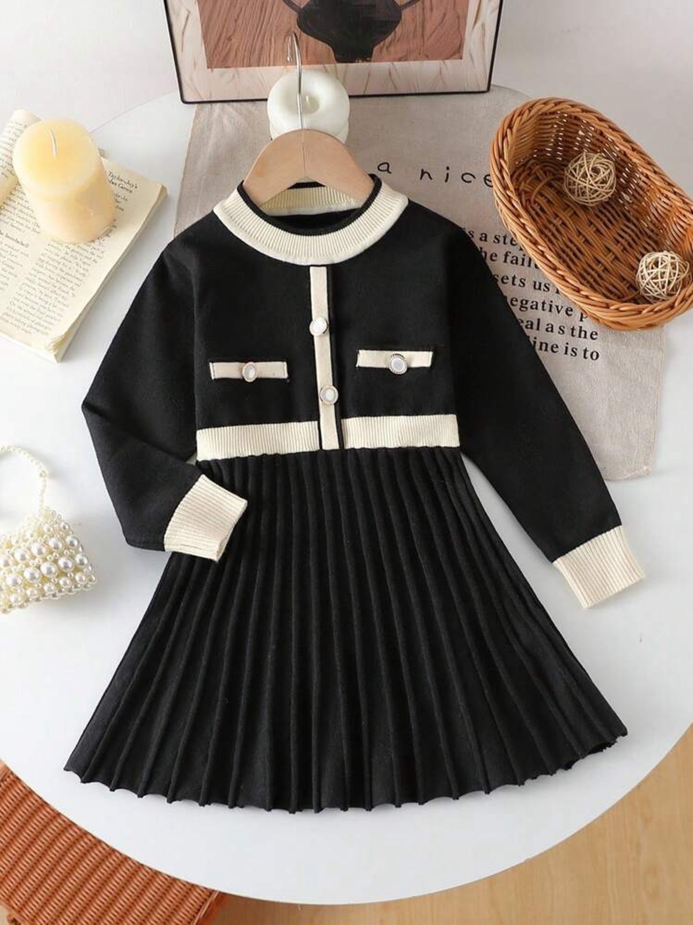 SHEIN Girls Knitted Sweater Dress